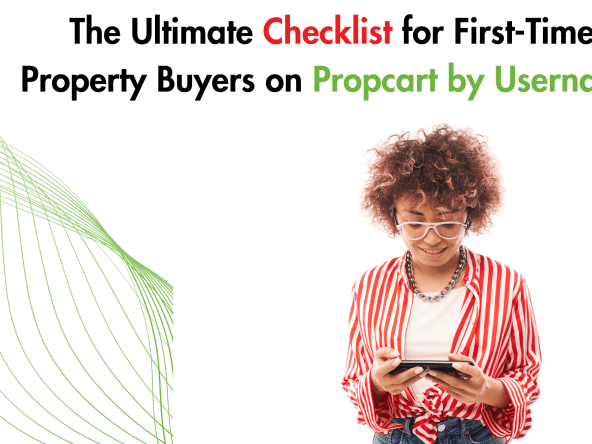 A smiling first-time property buyer reviewing a checklist on a phone.